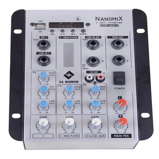 Mesa de Som Namomix 2 Canais NA302R BT LL Audio
