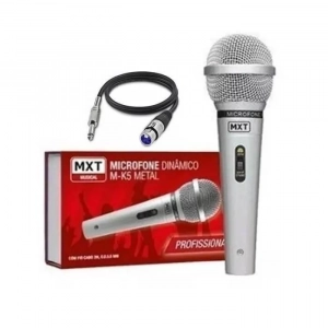 Microfone Dinâmico Profissional com Fio M-K5 Prata MXT